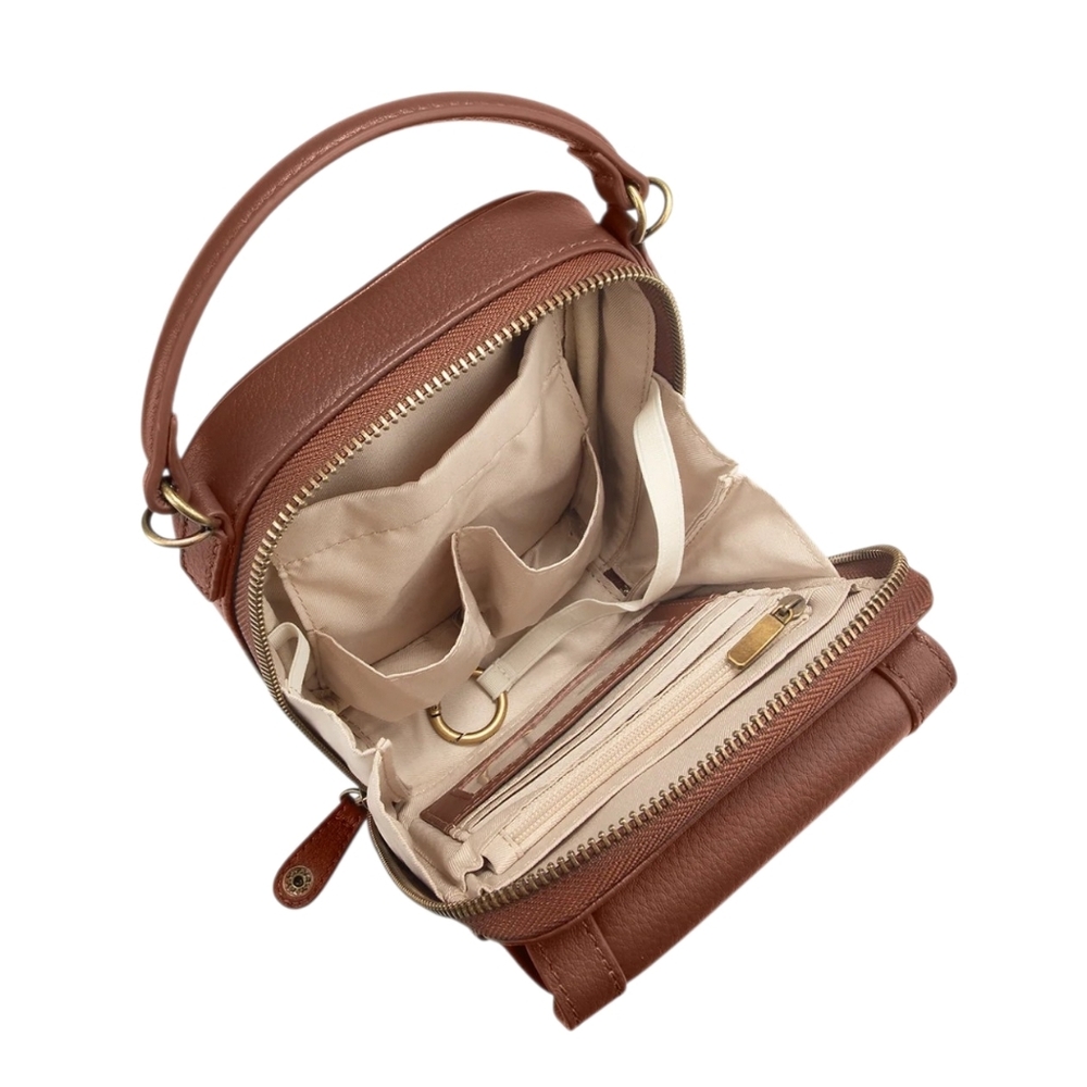 Minooy Aphrodite Crossbody Bag 1.5L Brown Chic Portable Everyday Phone Purse - Picture 6 of 12